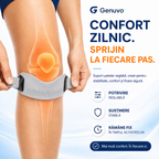 Genuvo™ – Bandă Ortopedică din Silicon pentru Genunchi | Suport Reglabil pentru Rotulă