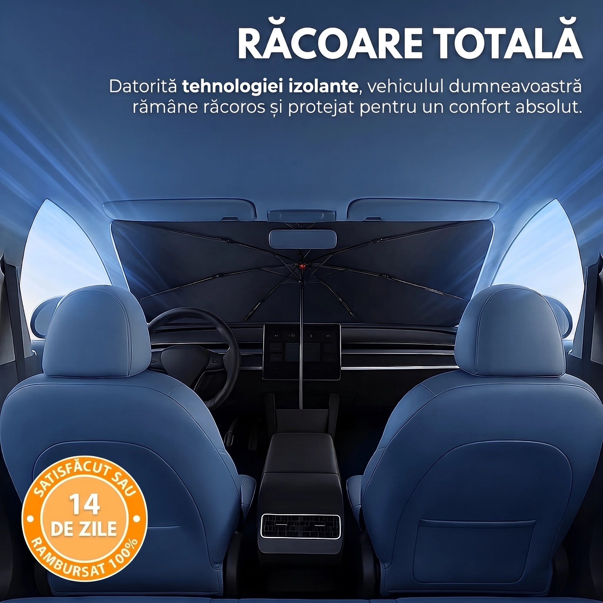 Parasolar Umbrelă UVX Pro - Reduce temperatura din mașină cu până la 30°C